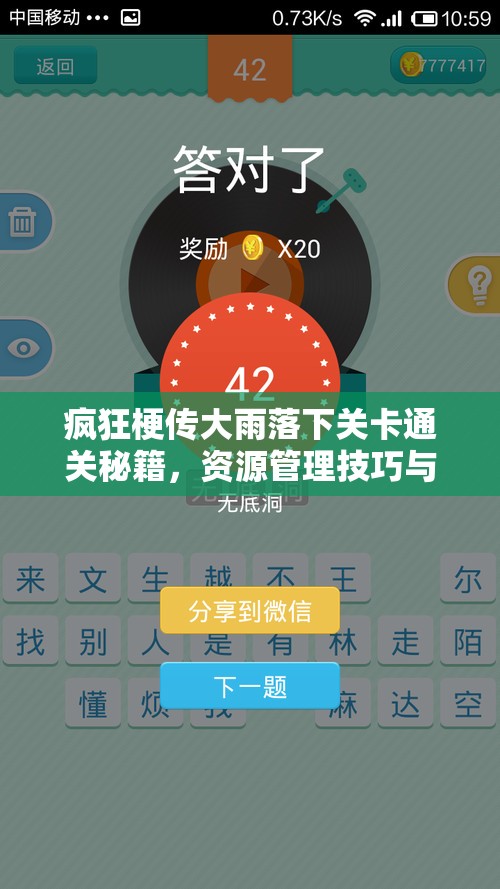 疯狂梗传大雨落下关卡通关秘籍，资源管理技巧与策略的重要性解析