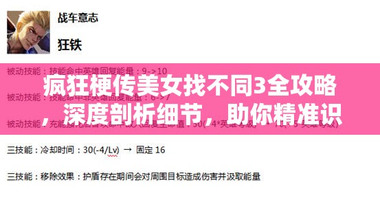 疯狂梗传美女找不同3全攻略，深度剖析细节，助你精准识别差异之处