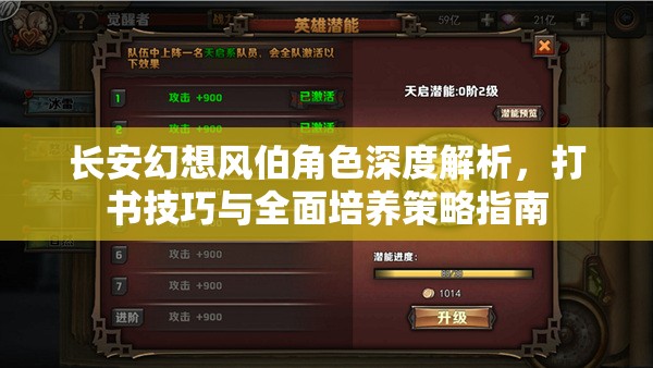 长安幻想风伯角色深度解析，打书技巧与全面培养策略指南