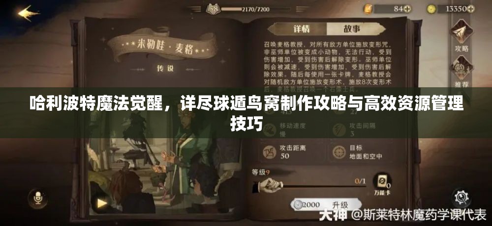 哈利波特魔法觉醒，详尽球遁鸟窝制作攻略与高效资源管理技巧