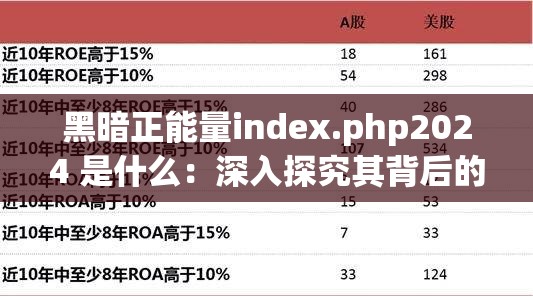 黑暗正能量index.php2024 是什么：深入探究其背后的意义与影响