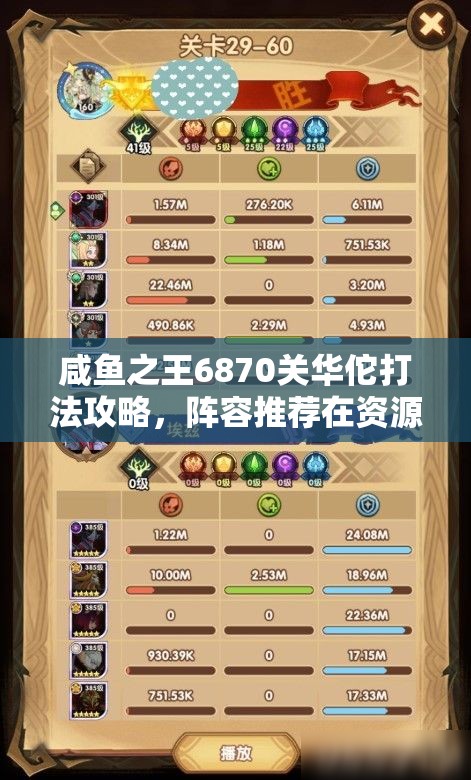 咸鱼之王6870关华佗打法攻略，阵容推荐在资源管理中的重要性及通关策略