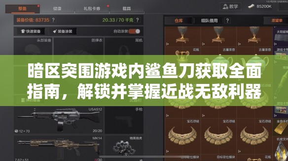 暗区突围游戏内鲨鱼刀获取全面指南，解锁并掌握近战无敌利器