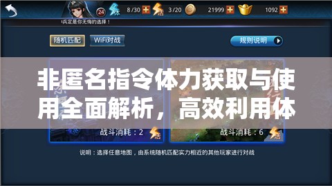 非匿名指令体力获取与使用全面解析，高效利用体力值的全攻略秘籍