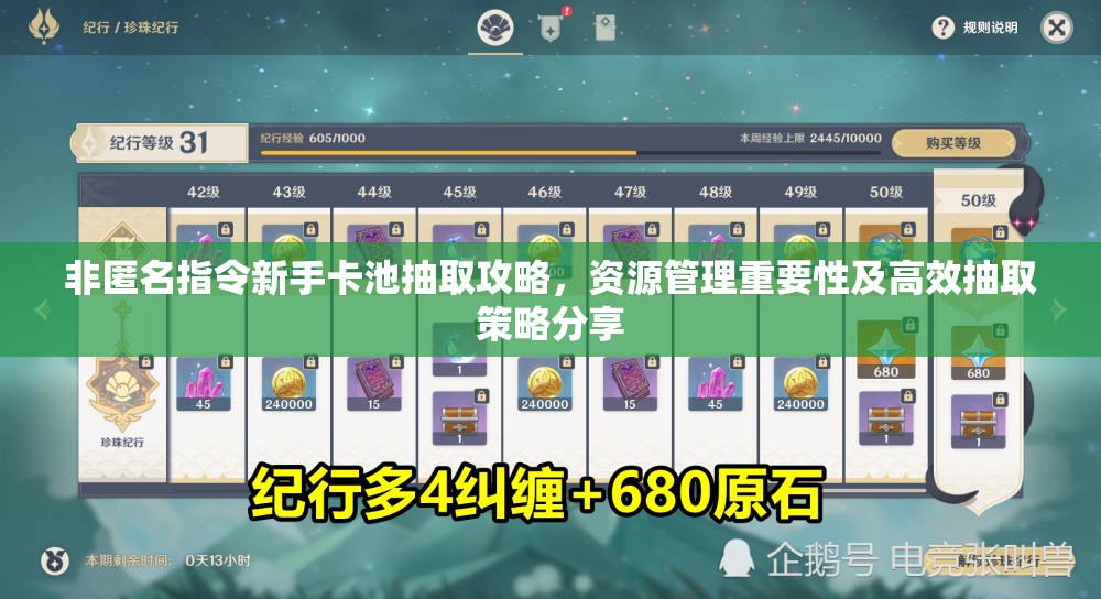 非匿名指令新手卡池抽取攻略，资源管理重要性及高效抽取策略分享