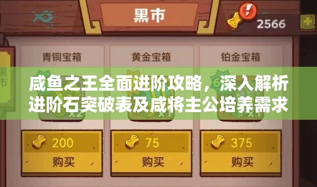 咸鱼之王全面进阶攻略，深入解析进阶石突破表及咸将主公培养需求