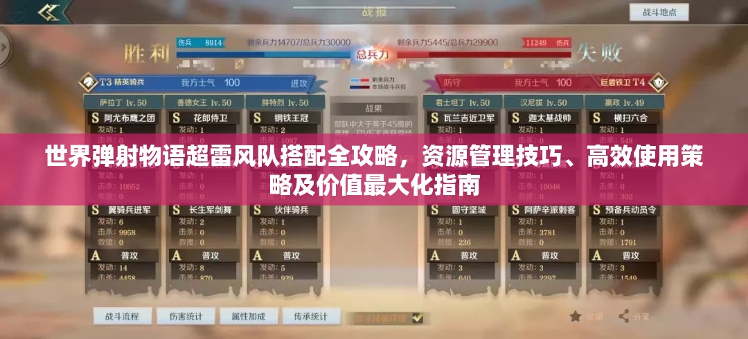 世界弹射物语超雷风队搭配全攻略，资源管理技巧、高效使用策略及价值最大化指南
