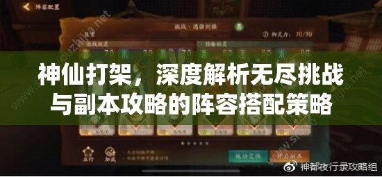 神仙打架，深度解析无尽挑战与副本攻略的阵容搭配策略