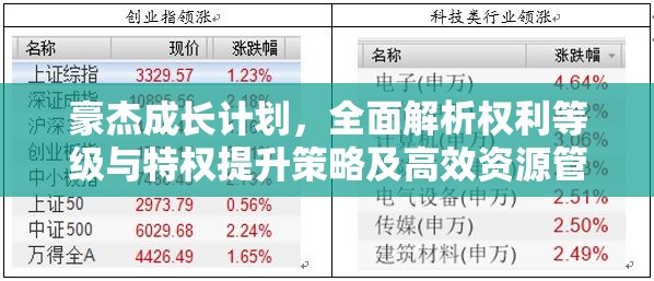 豪杰成长计划，全面解析权利等级与特权提升策略及高效资源管理技巧