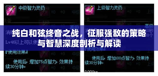 纯白和弦终音之战，征服强敌的策略与智慧深度剖析与解读