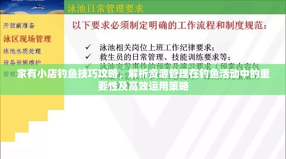 家有小店钓鱼技巧攻略，解析资源管理在钓鱼活动中的重要性及高效运用策略