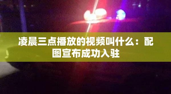 凌晨三点播放的视频叫什么：配图宣布成功入驻