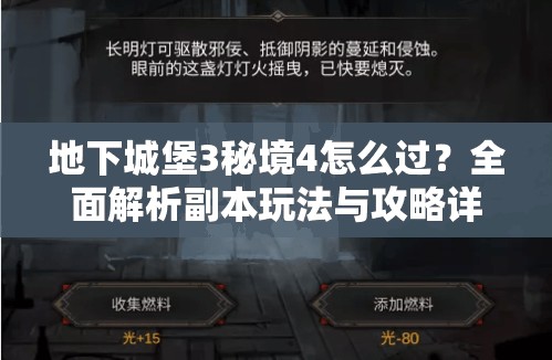 地下城堡3秘境4怎么过？全面解析副本玩法与攻略详解